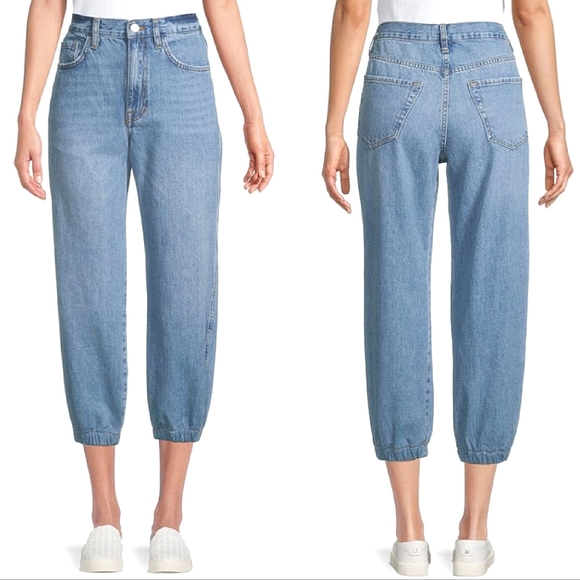 FRAME High Rise cropped the lounge Chill denim jogger blue Jeans size 29 - Picture 10 of 16